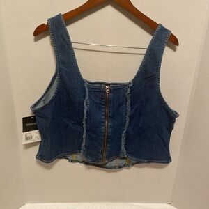 Lee Indigo Denim Crop Top with Zipper